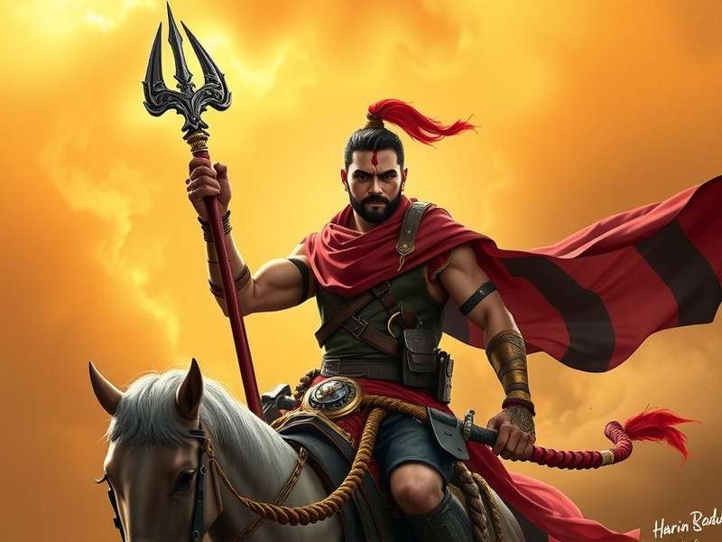 Valiant Haryanvi Hero game cover: Protagonist Suraj Chaudhary (young Haryanvi pehlwan in traditional langota and kurta) holding a lathi, with Haryana's Aravalli hills and wheat fields in the background, surrounded by Haryanvi cultural symbols like the plough and wrestling mud pit